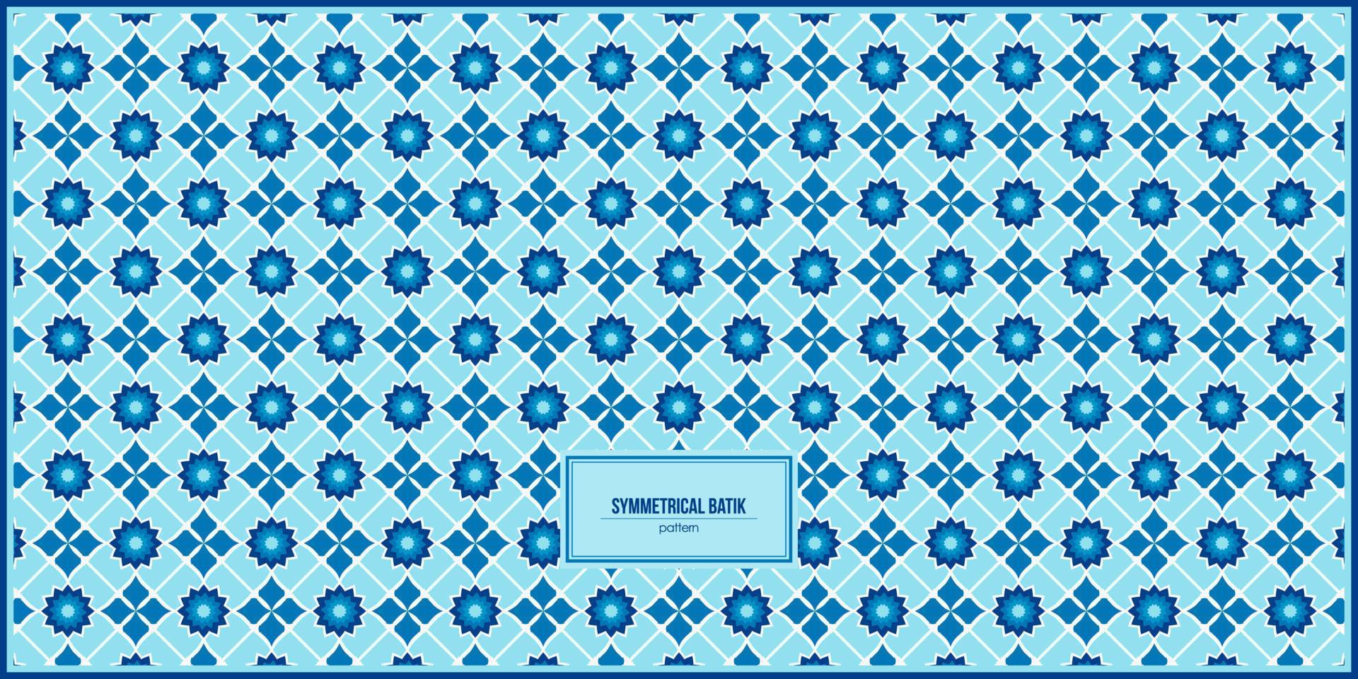 beautiful symmetrical batik pattern with dominant blue colors vector