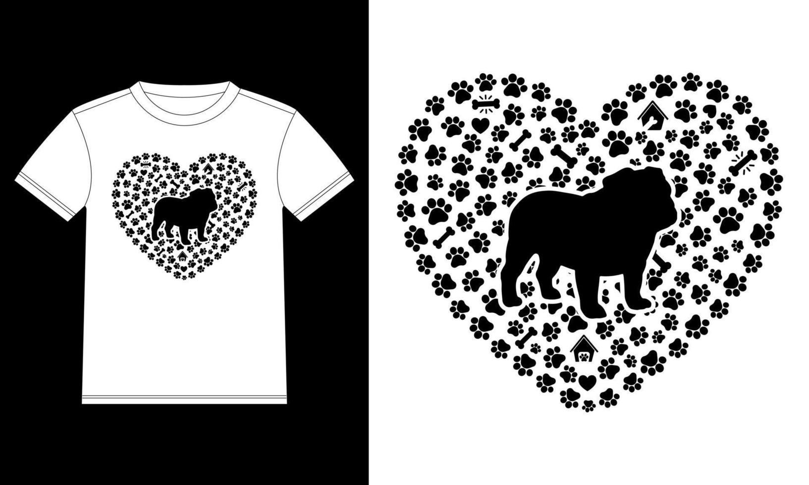 Bulldog Love T-design template, Car Window Sticker, POD, cover, Isolated Black Background vector