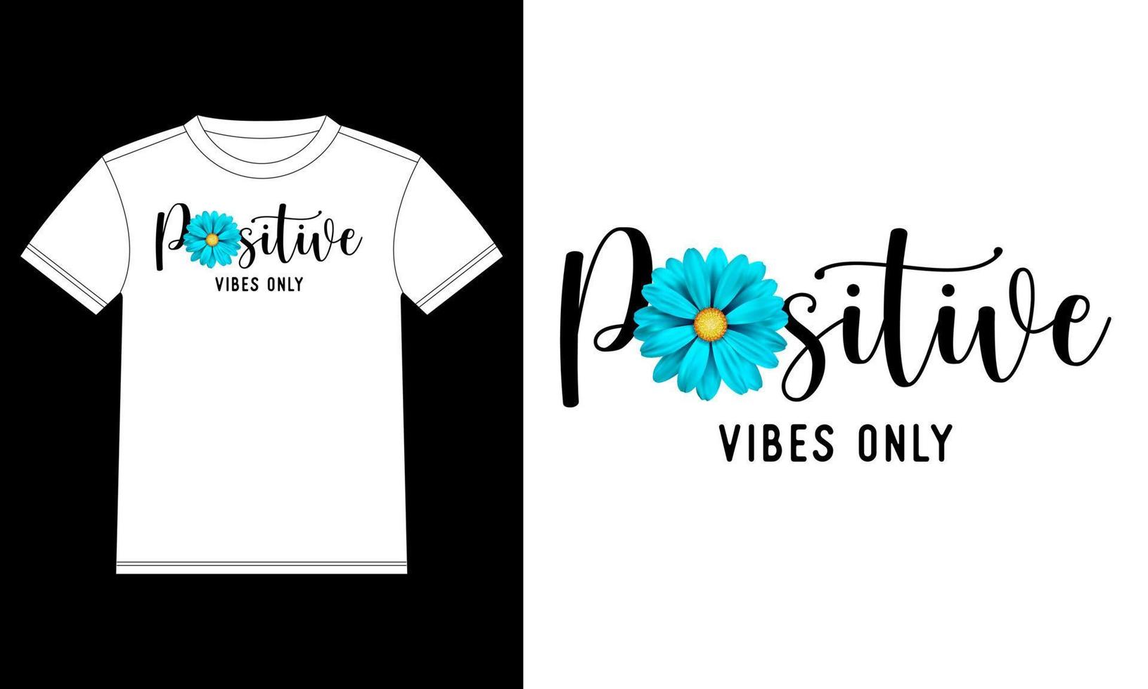 Positive vibes only pink flower vector inspirational quote text with T-shirt Design template, Car Window Sticker, POD, cover, Isolated Black Background