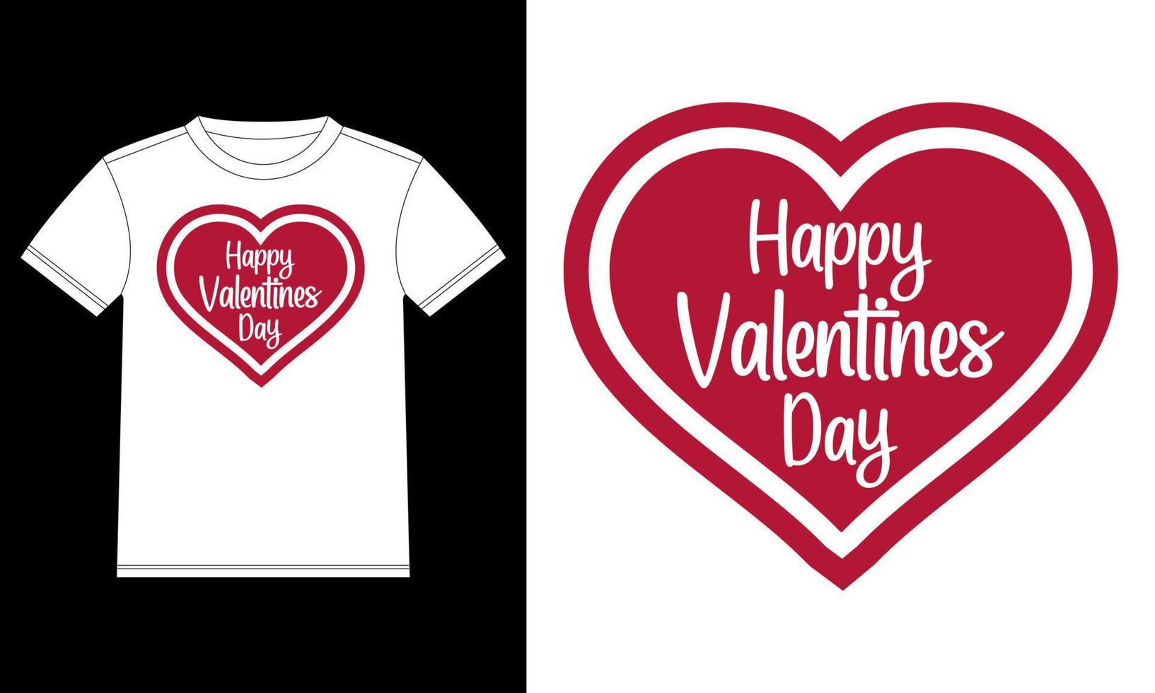 plantilla de diseño de camiseta de corazón feliz día de san valentín, pegatina de ventana de coche, vaina, cubierta, fondo blanco aislado vector