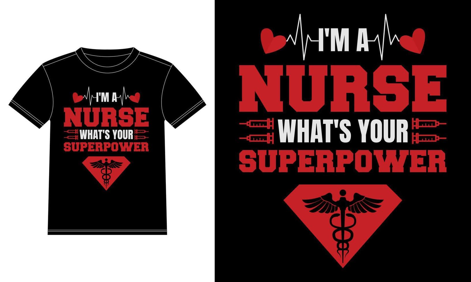 I'm a Nurse. What's Your Superpower Nurse Quotes, Nurse tshirt design template, Car Window Sticker, POD, cover, Isolated Black background vector printing graphic design poster