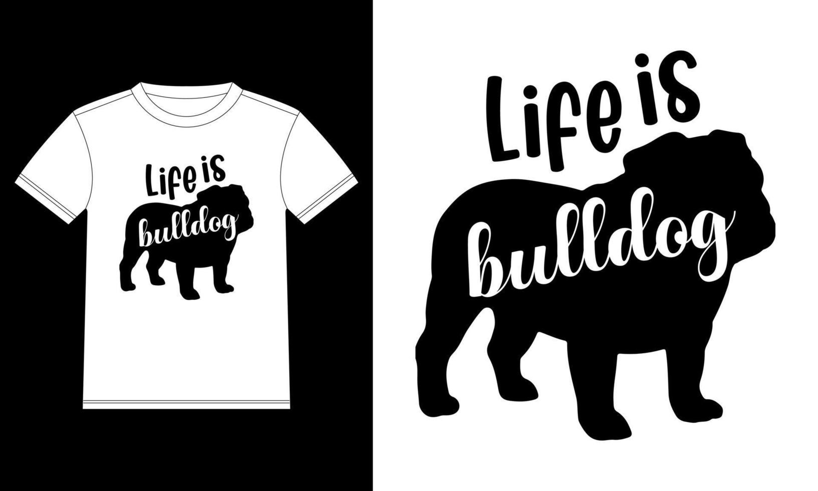 Bulldog Love T-shirt design template, Car Window Sticker, POD, cover, Isolated Black Background vector