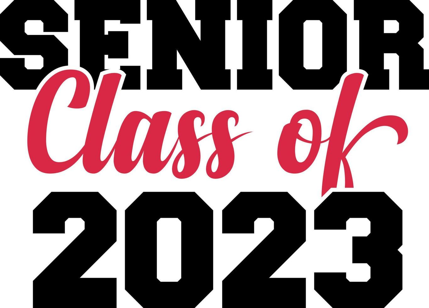 Senior class of 2023 black and white design template, Car Window Sticker, POD, cover, Isolated Black Background vector