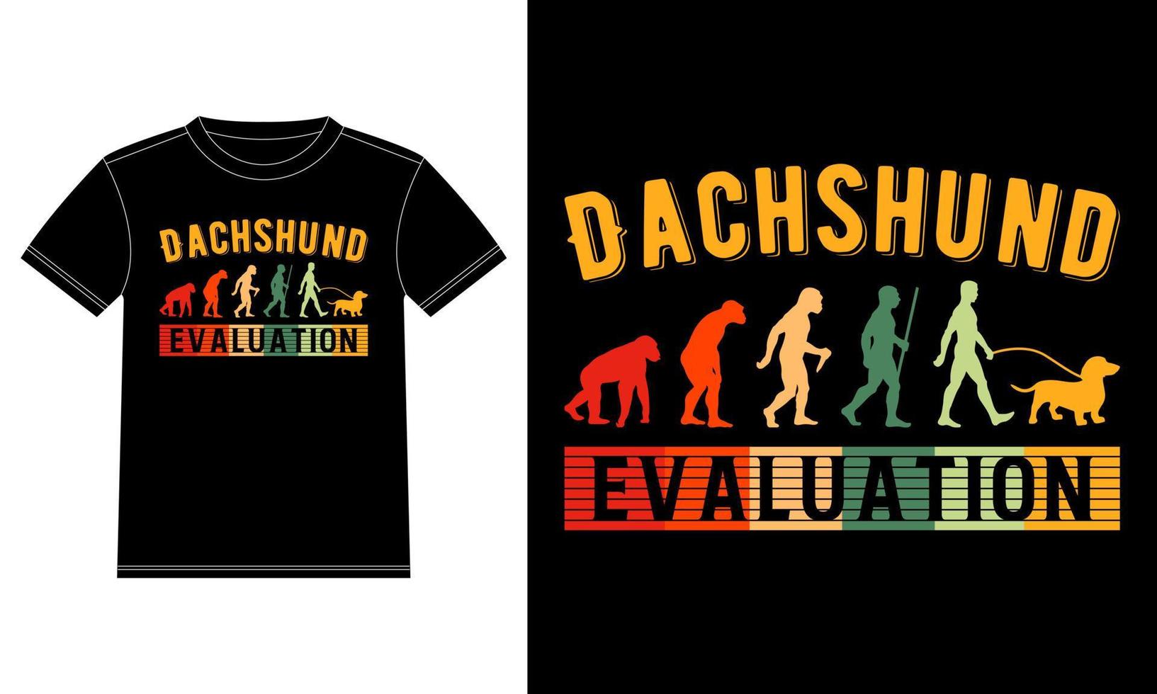 Dachshund Evaluation T-Shirt design template, Car Window Sticker, POD, cover, Isolated Black Background vector