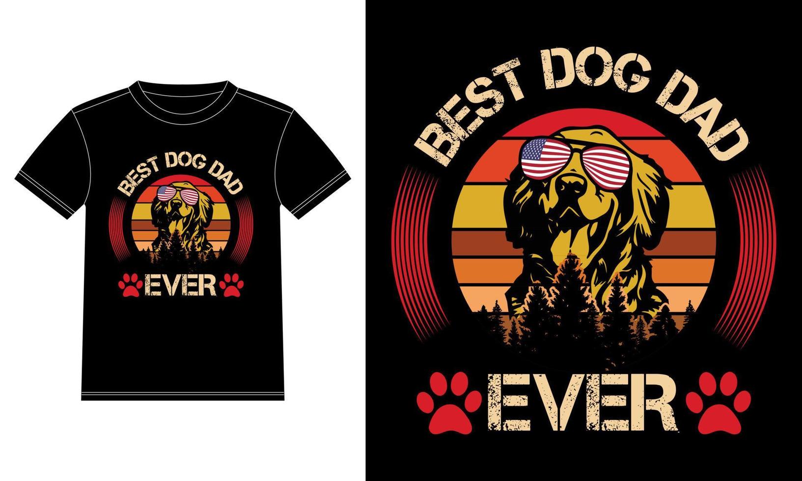 Best Dog Dad Ever - Dad T-shirt - Dog t-shirt design, vector graphics T-shirt Design template, Car Window Sticker, POD, cover, Isolated Black background