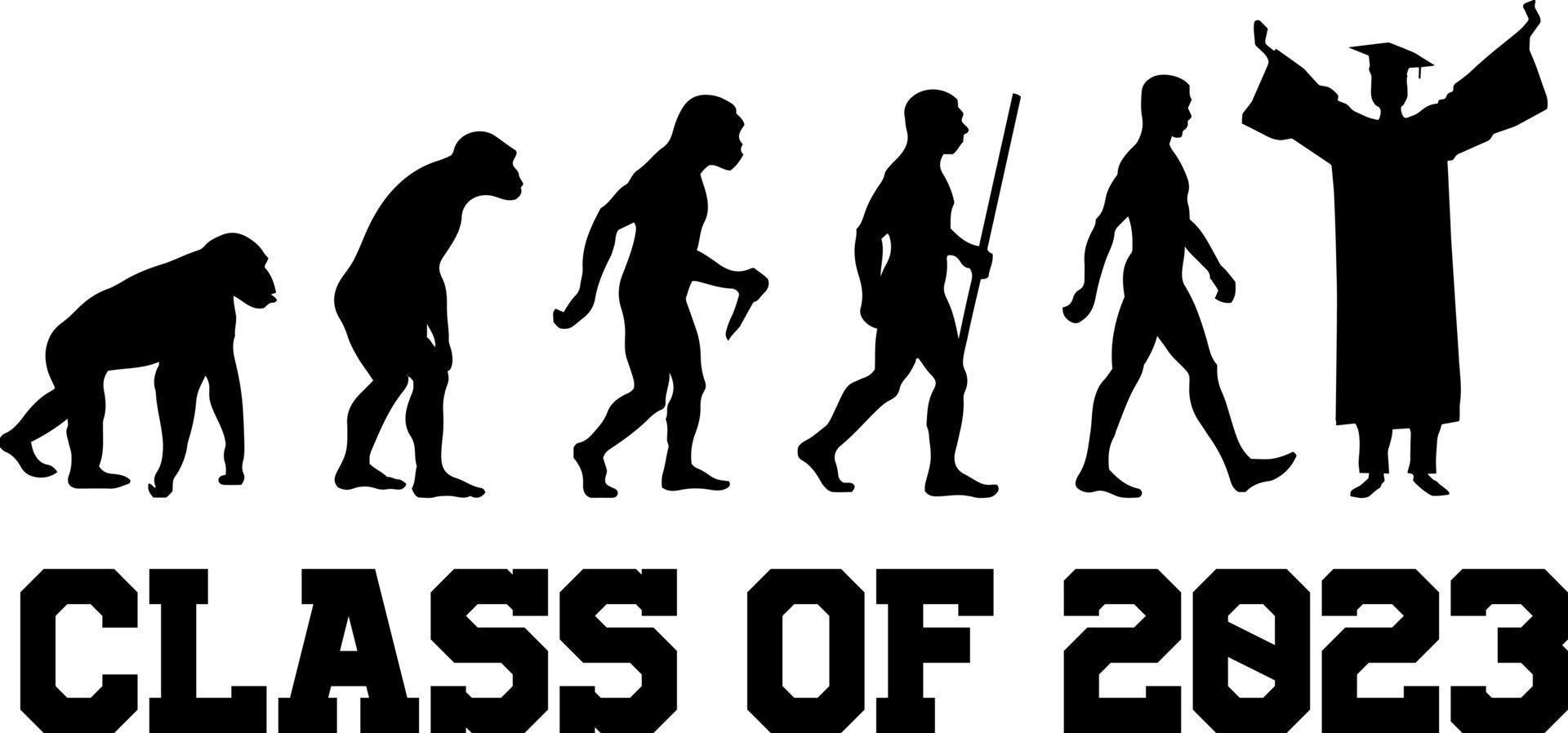 Class of 2023 Evolution Graduation black and white design template, Car Window Sticker, POD, cover, Isolated Black Background vector