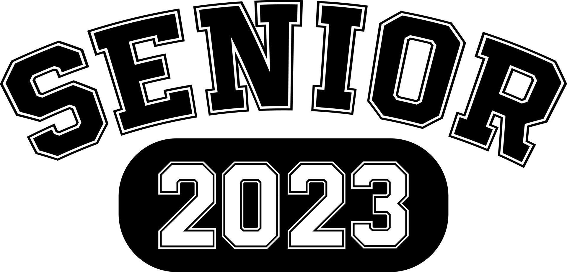 Senior 2023 black and white design template, Car Window Sticker, POD, cover, Isolated Black Background vector