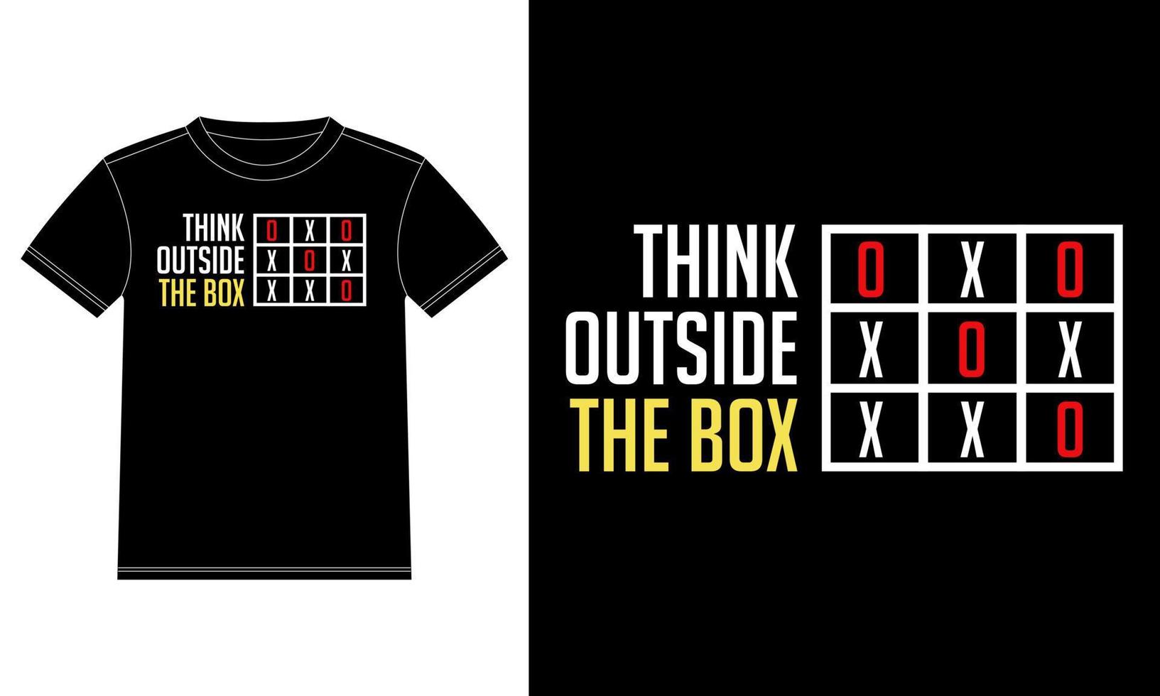 Think outside the box t-shirt design. Motivational quotes, Stylish and trendy t-shirt design template, Car Window Sticker, POD, cover, Isolated Black Background vector