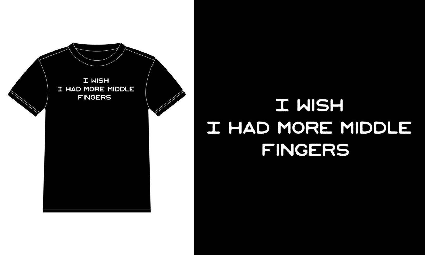 I wish I had more middle fingers - Typography T-shirt Design template, Car Window Sticker, POD, cover, Isolated Black Background,  Lettering quote illustration. vector