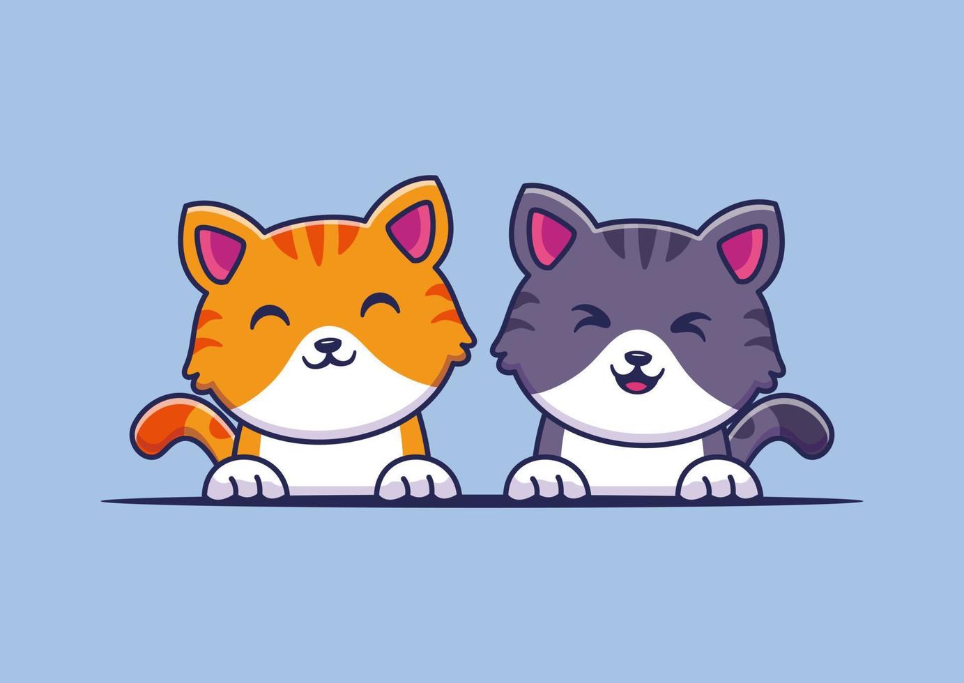 Ilustración de icono de vector de dibujos animados lindo gato sonriente amigo. concepto de icono animal vector premium aislado