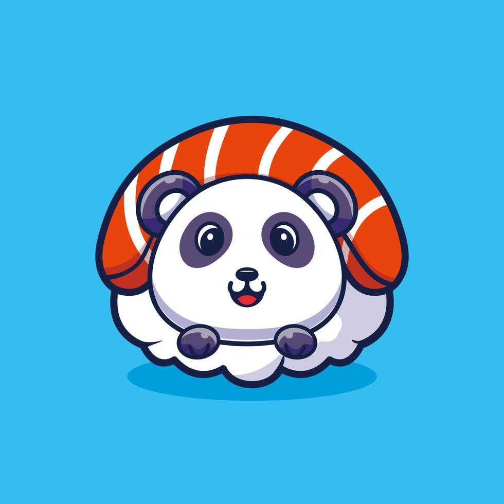 Cute panda sushi cartoon vector icon illustration