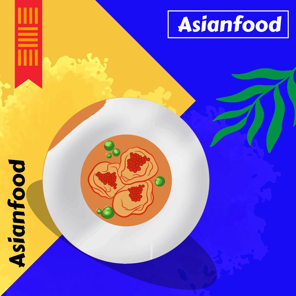 Asian food social media post template vector