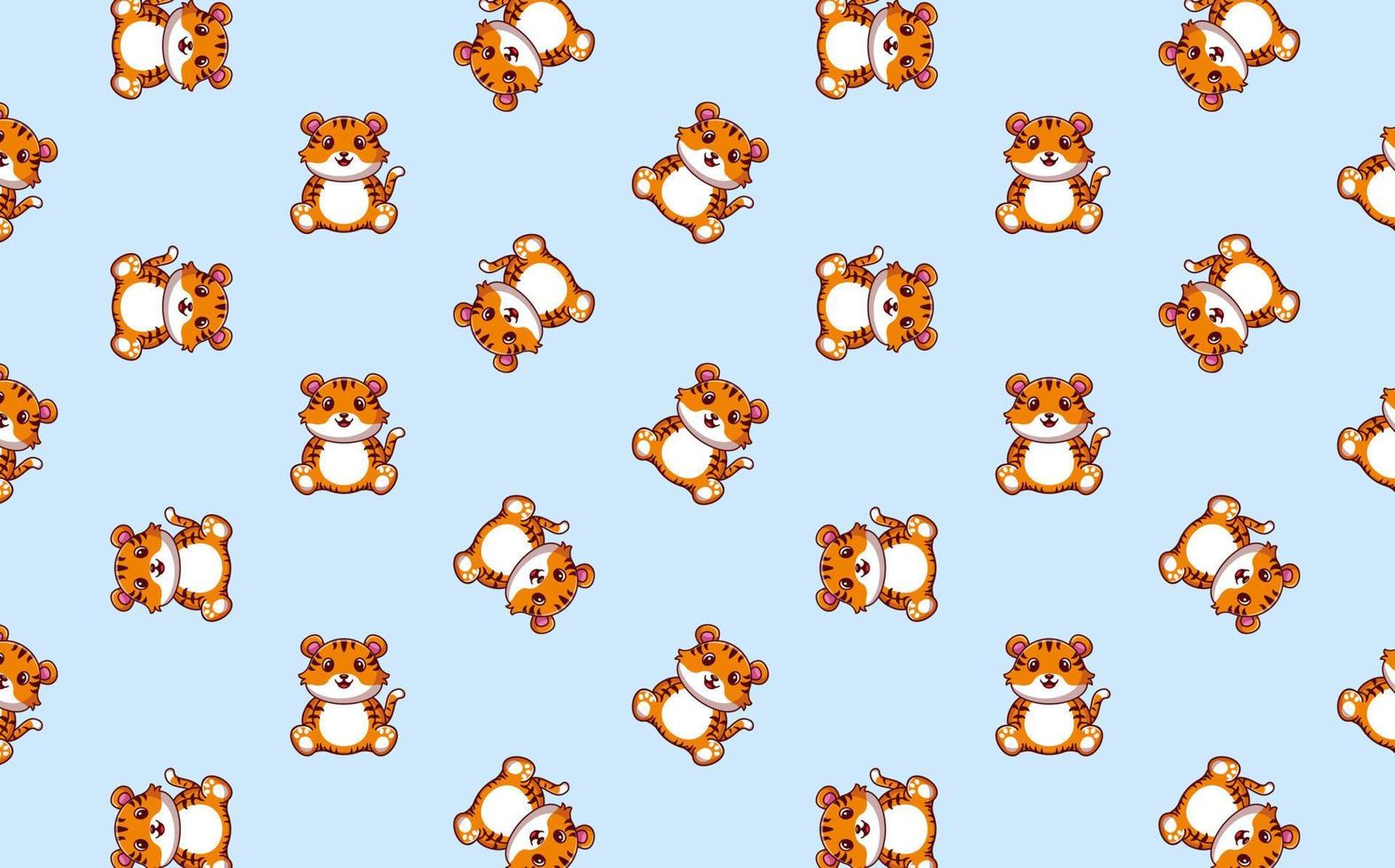Seamless pattern with cute tiger, vector illustration