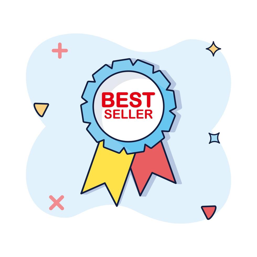 Vector best seller ribbons cartoon illustration icon in comic style