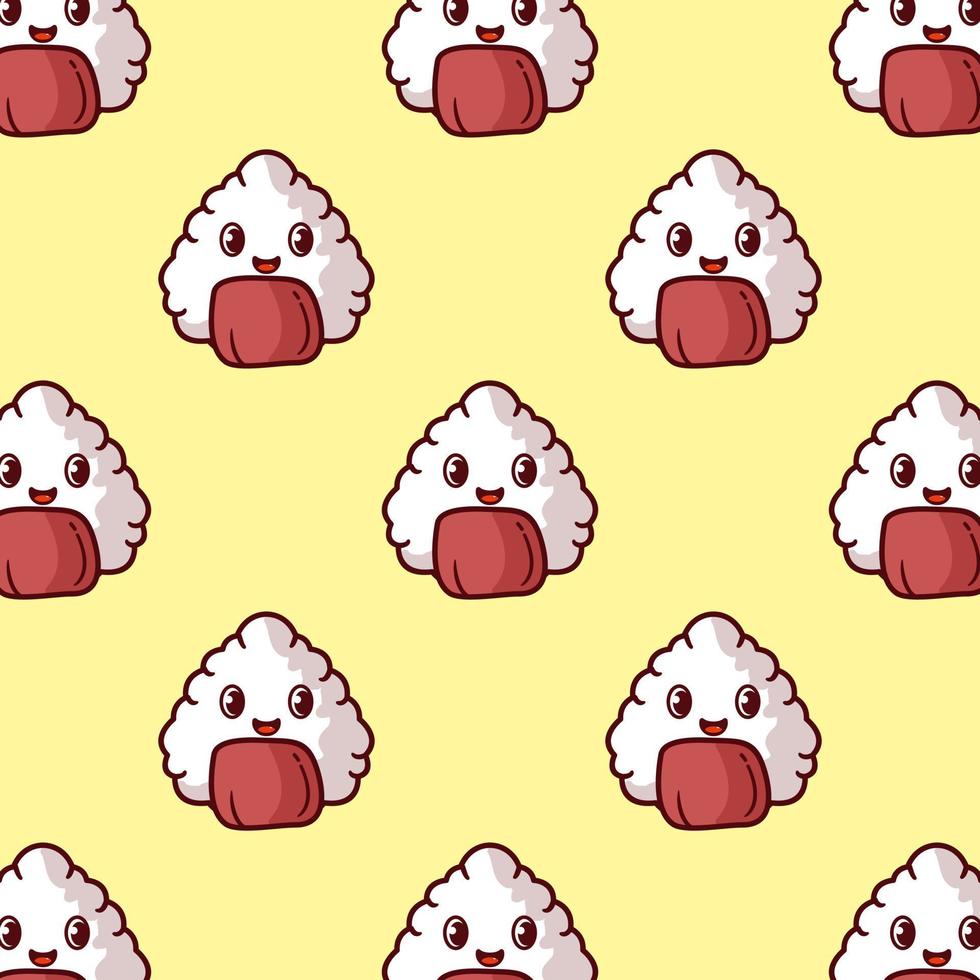 vector lindo onigiri patrón kawaii fondo