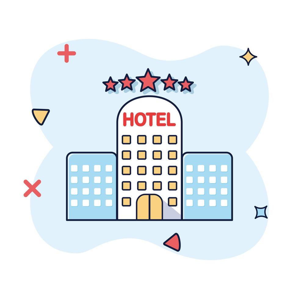 Hotel building icon vector cartoon illustration