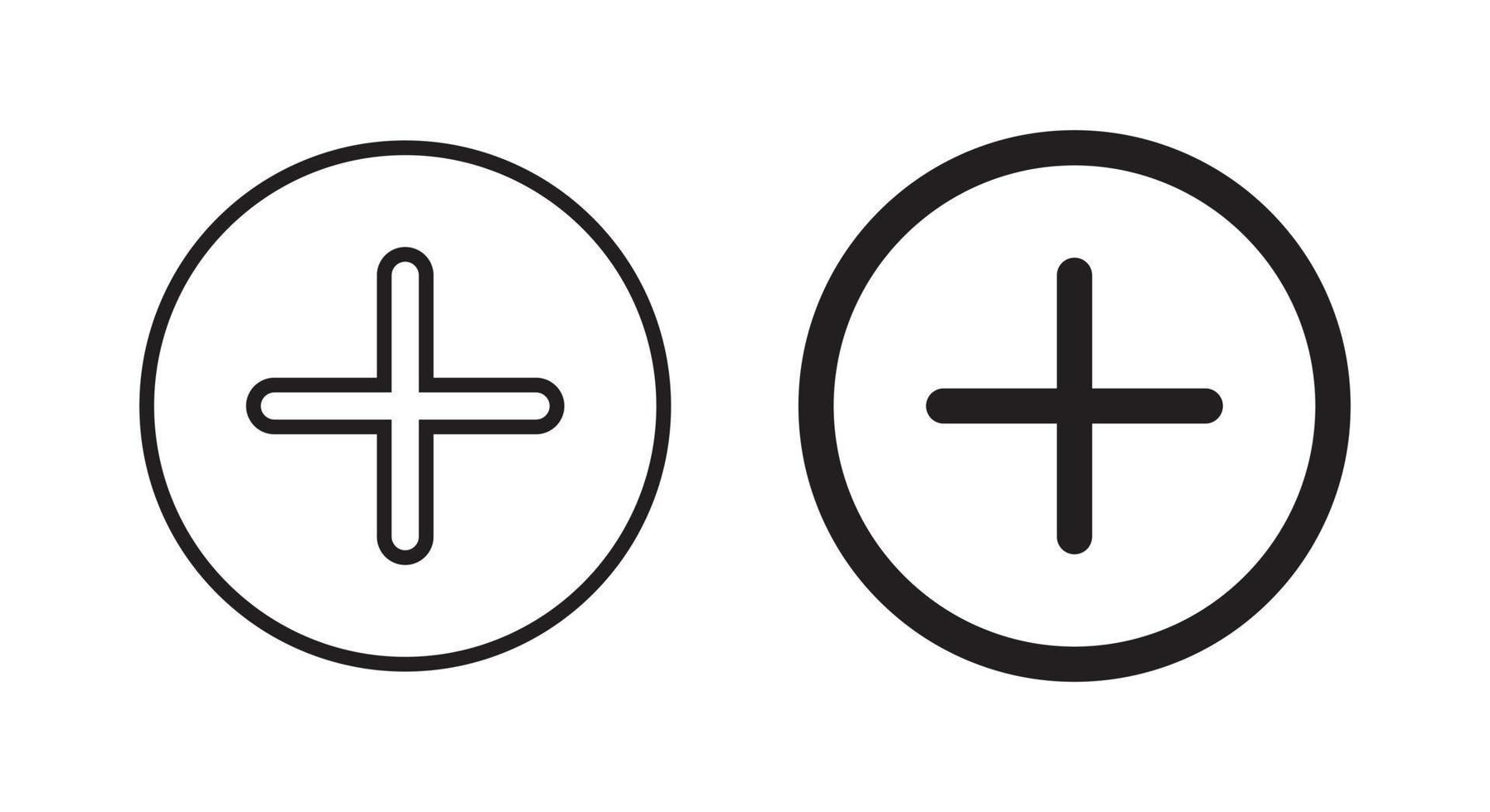 Agregar vector de icono de botón. símbolo de signo más aislado en el fondo de la línea del círculo