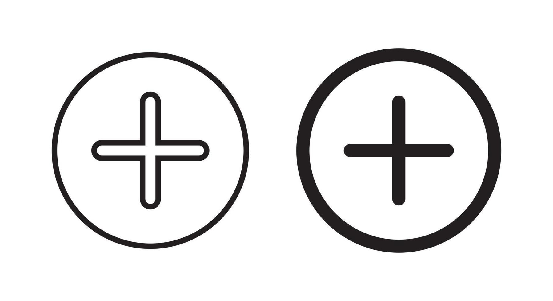 Add button icon vector. Plus sign symbol isolated on circle line background vector