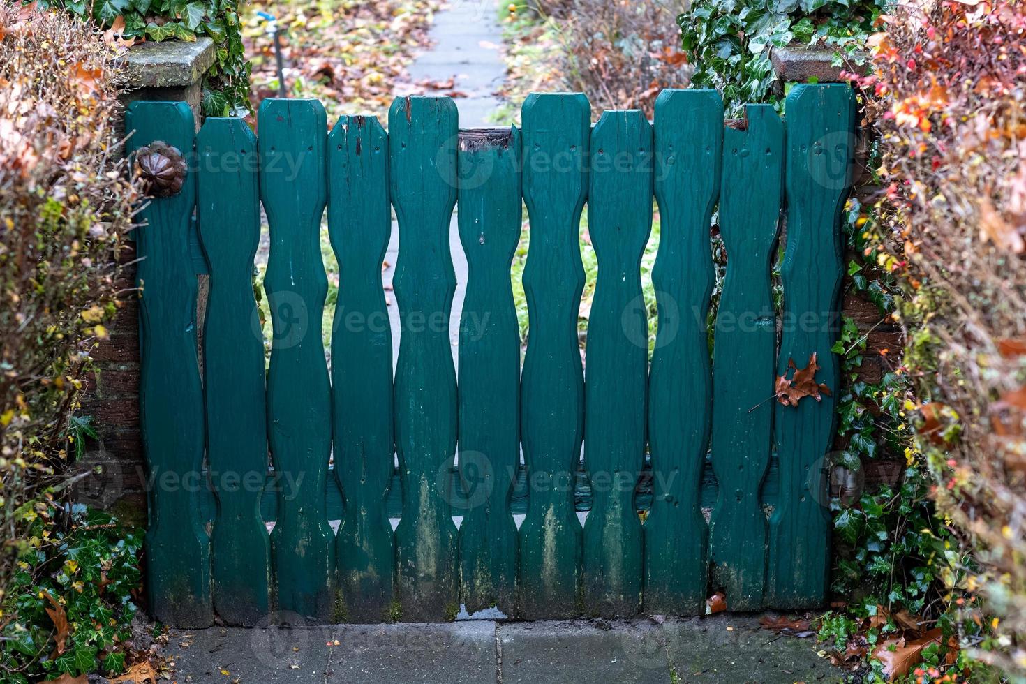 low garden gate in autumn photo