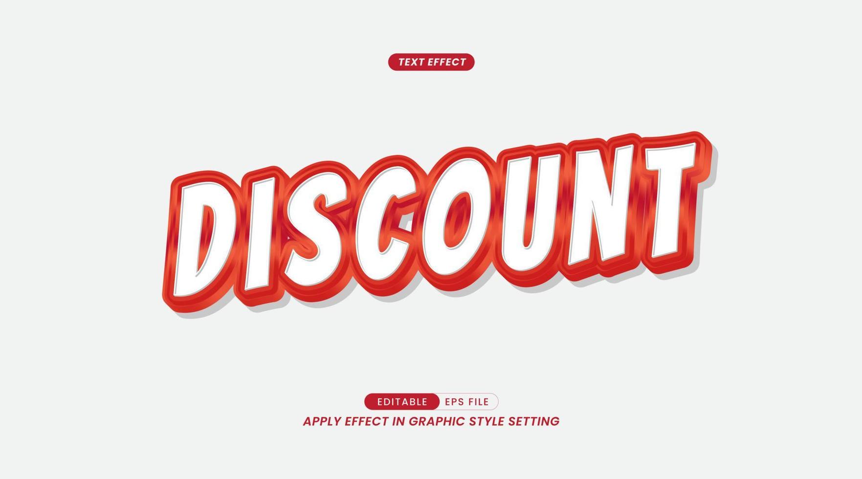 Text Effect - Discount Slogan on Red Background. Editable Text and Easy Effects to Use in Graphic Styles. vector