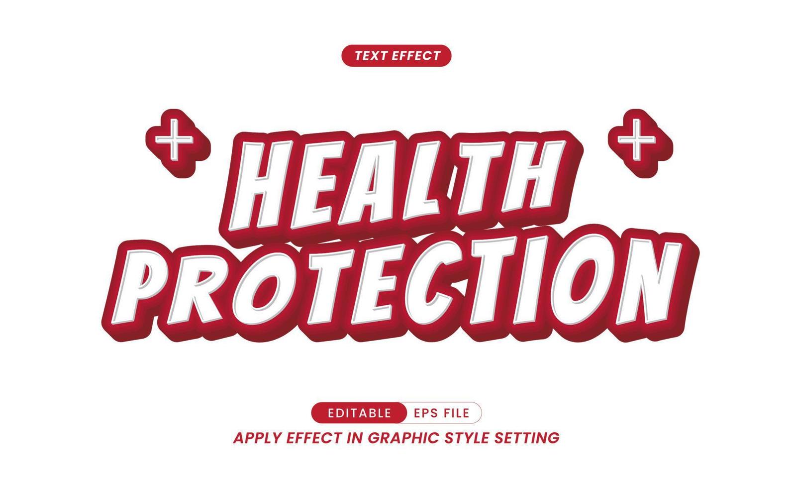 Health Protection text with 3D color effect and vector editable.