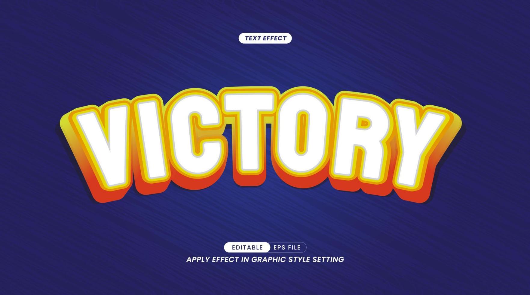 Victory Text Slogan. Editable Text Effects Easy to use in the Graphic Styles Panel. vector