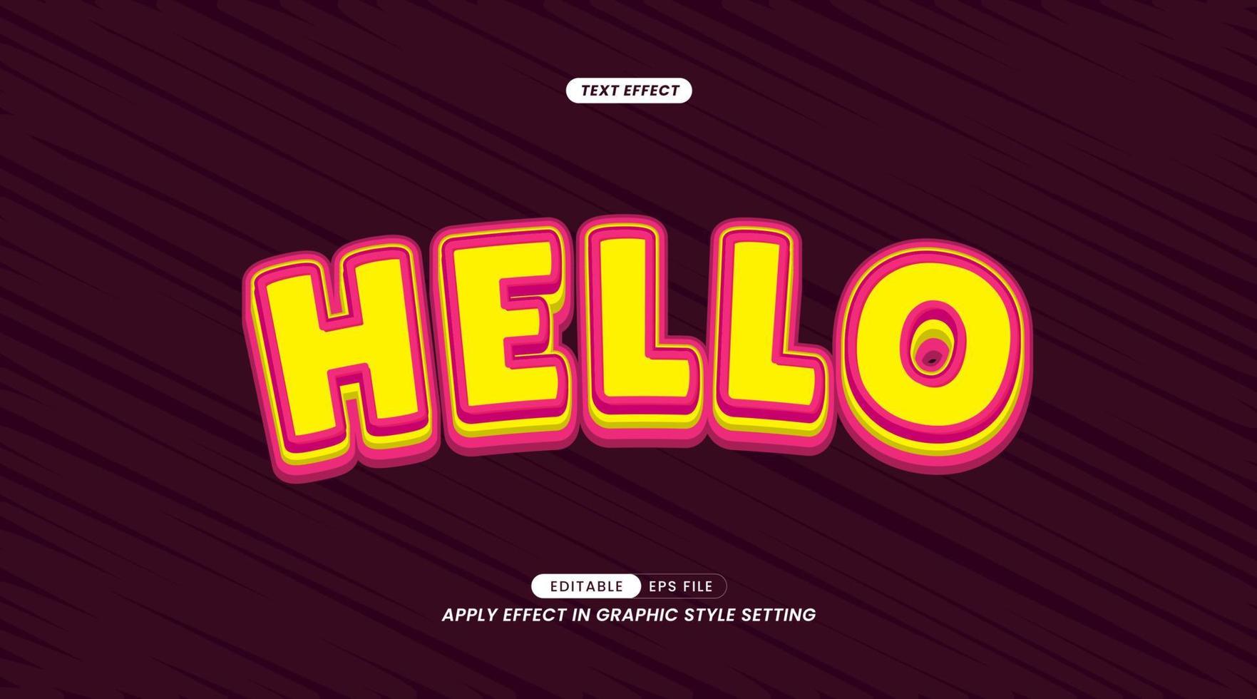 Text Effect - Hello on Dark Purple Modern Background. Text can be changed and this Effect can be used in Graphic Style settings vector
