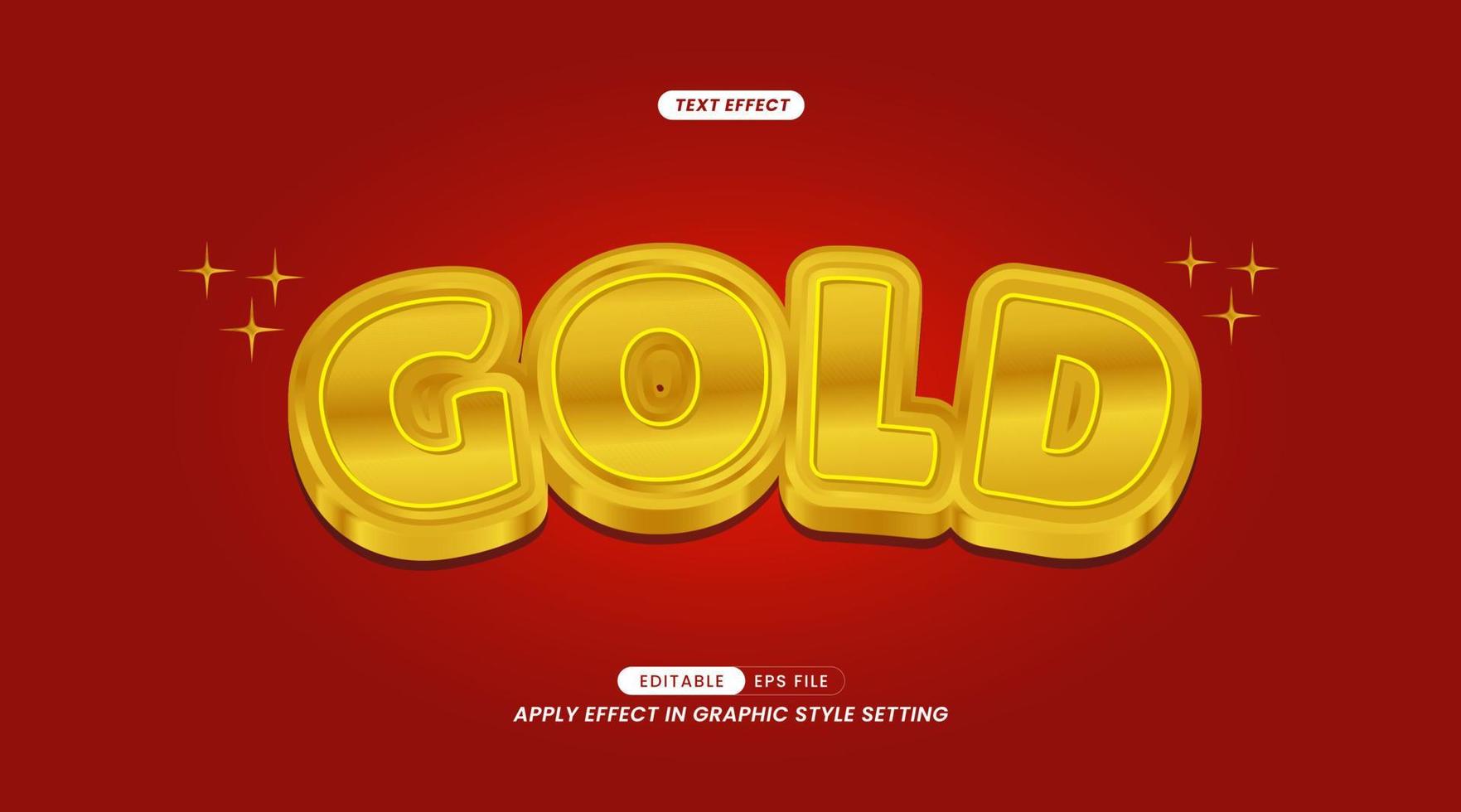 Text Effect - Gold Slogan on Red Background. Editable Text and Easy Effects to Use in Graphic Styles. vector