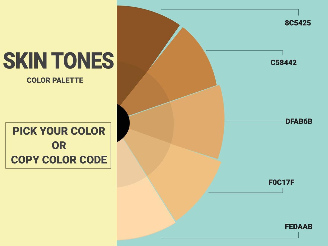 Skine tones color palette with color code vector