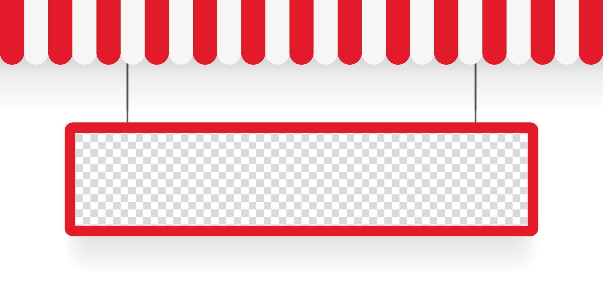 Banner and awnings. Striped awning. Tent sun shade for market on white background. Vector illustration