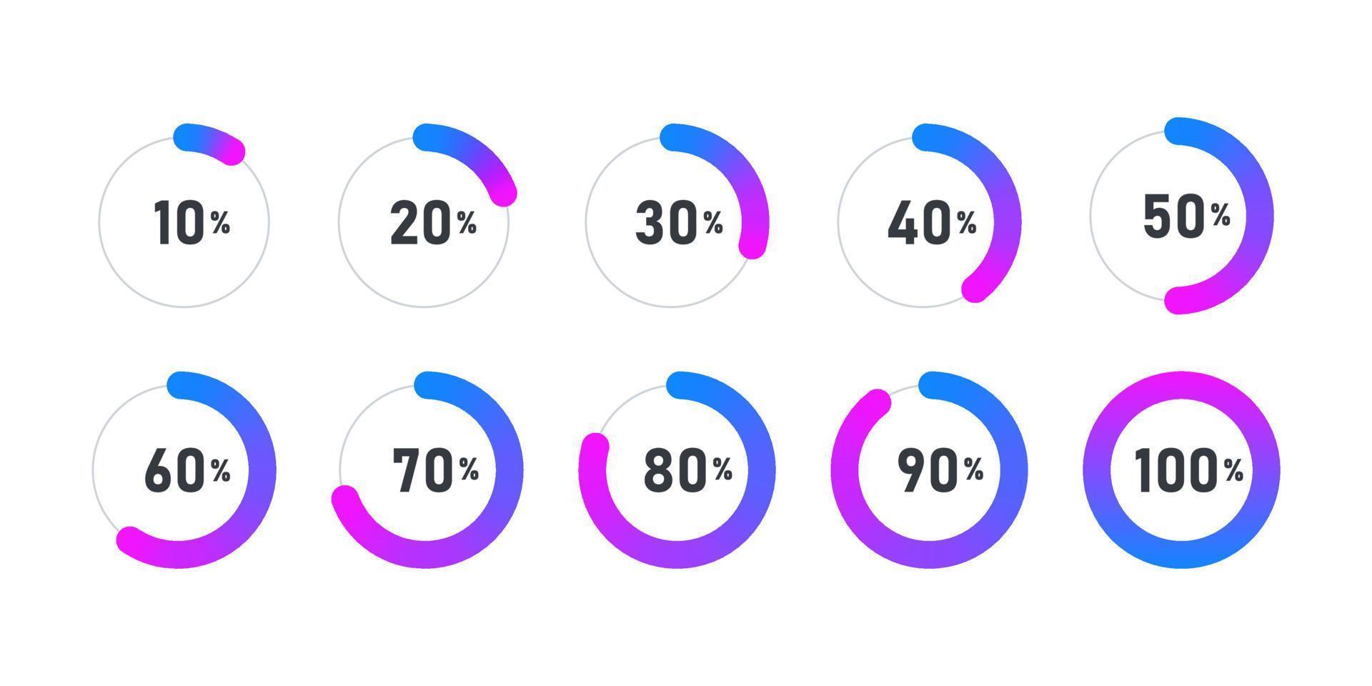 Loading icon. Progress bar for upload. Collection of loading status icons. Vector illustration