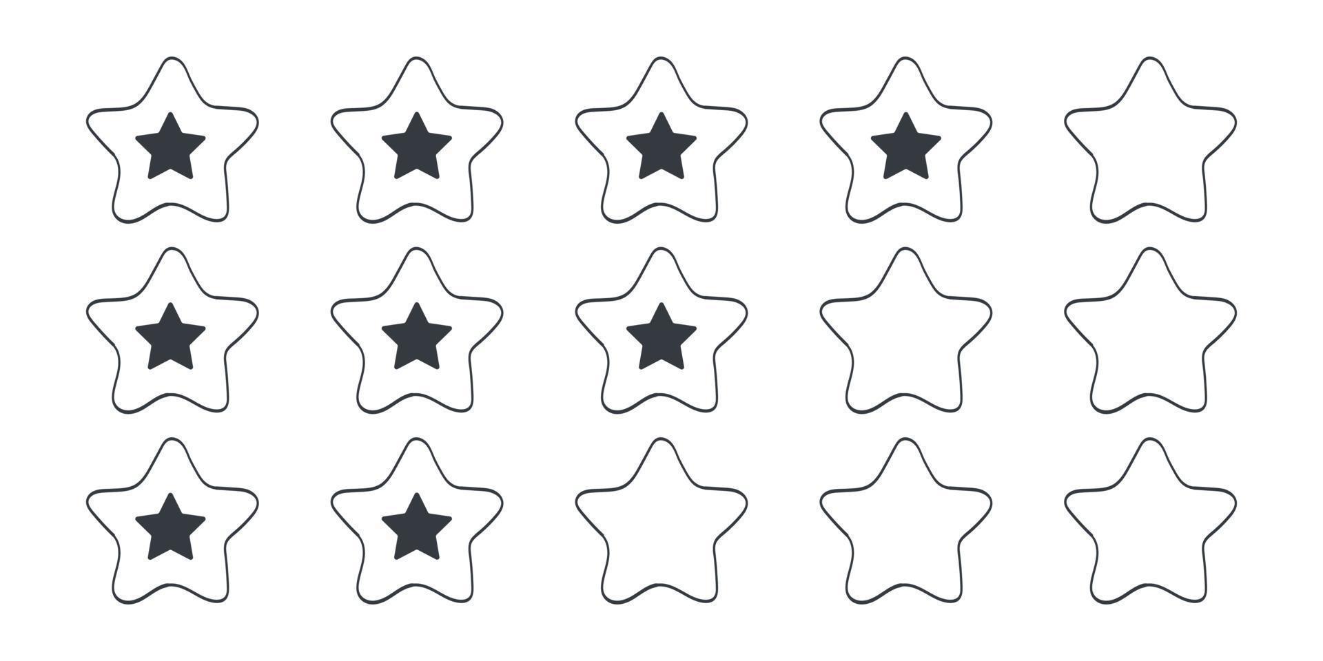 Quality rating signs. Stars icons. Drawn icons of stars. Vector illustration