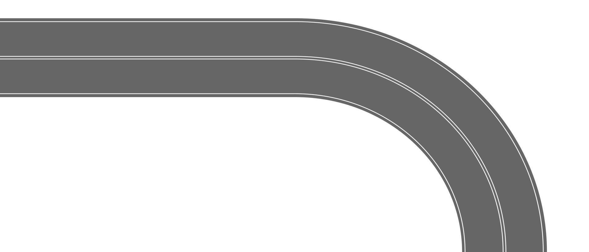 Asphalt turning road top view. Highway part with marking. Roadway element for city map vector