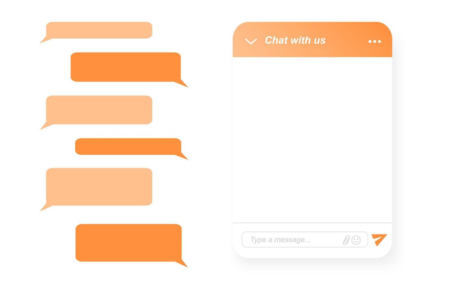 Lifechat form creator. Empty chat bot window and message bubbles. Virtual assistant, online customer support conversation, mobile messenger screen vector