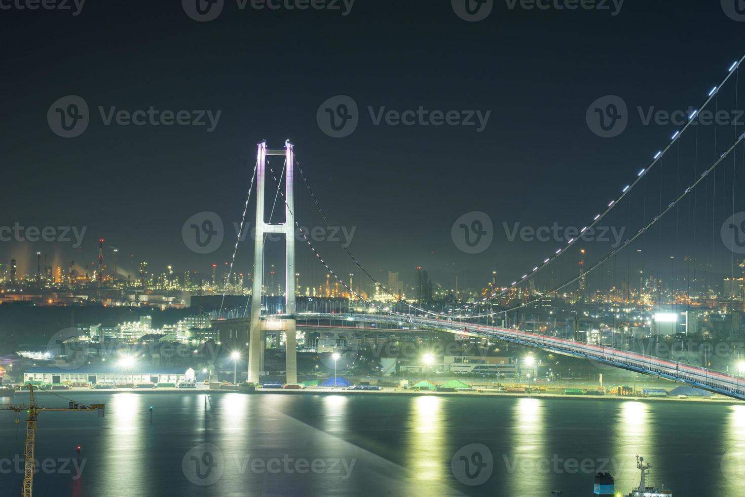 Ulsan Bridge and Factory Night View in Korea photo