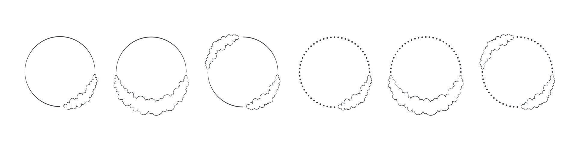 Wreaths. Cloud wreaths. Decorative frames. Hand drawn decorative elements. Vector illustration