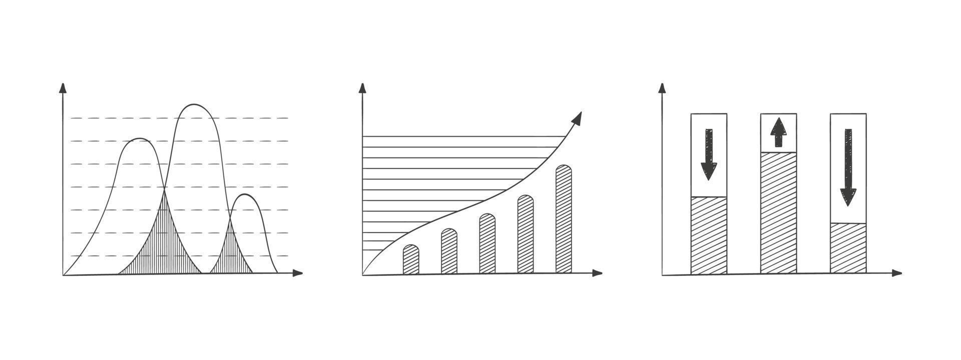 Charts and diagrams. Infographics business elements. Hand drawn diagrams. Vector illustration