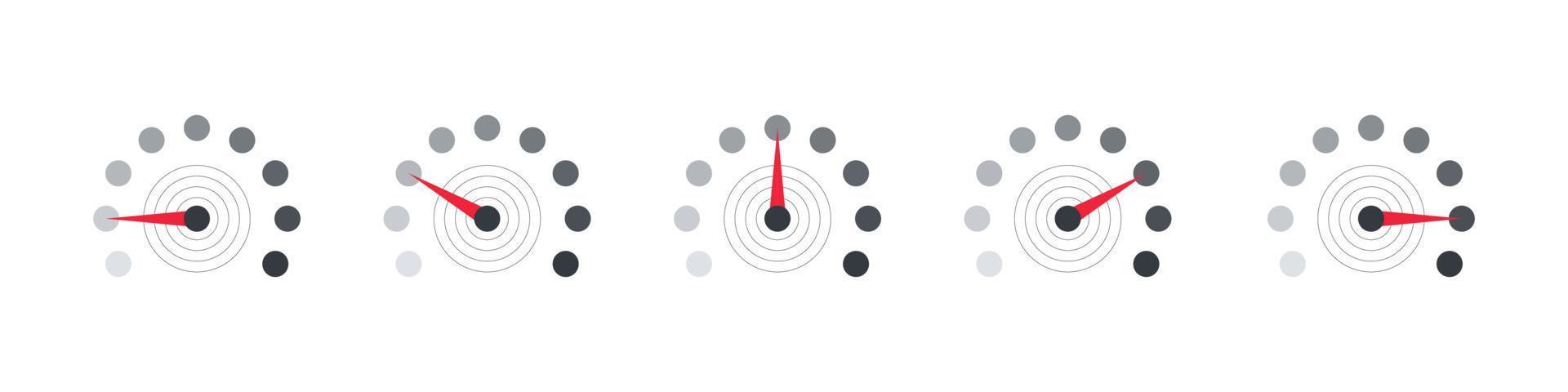 Rating customer satisfaction meter. Scale low, medium or high gauge or meter indicator. Vector illustration