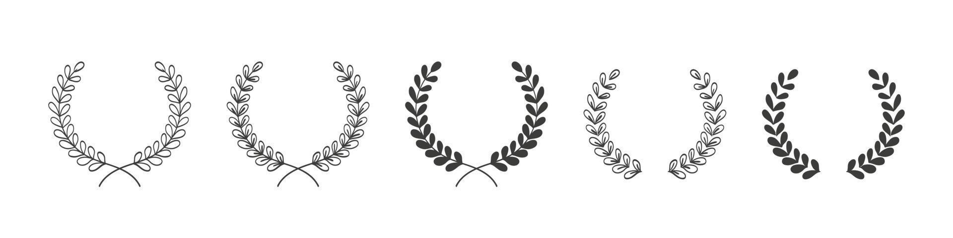 Vector illustration of hand drawn wreaths. Wreaths frame set. Design elements for decoration