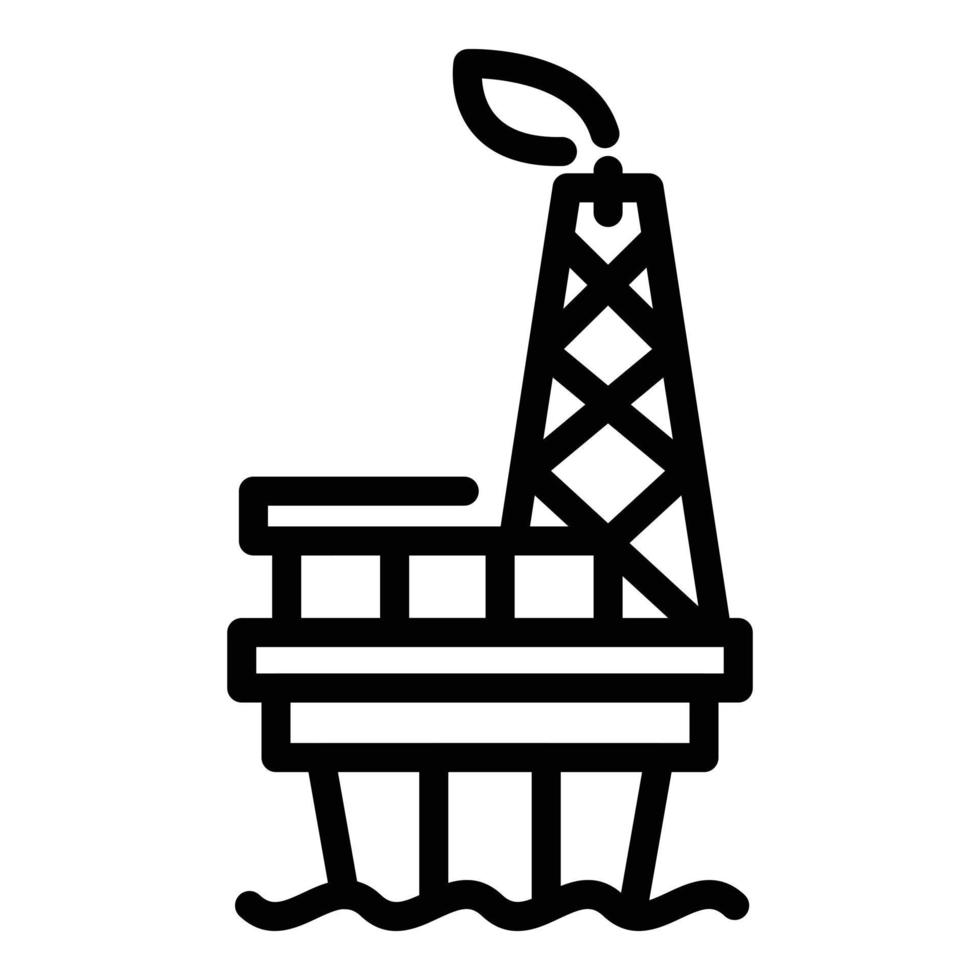 Platform sea drilling rig icon, outline style vector