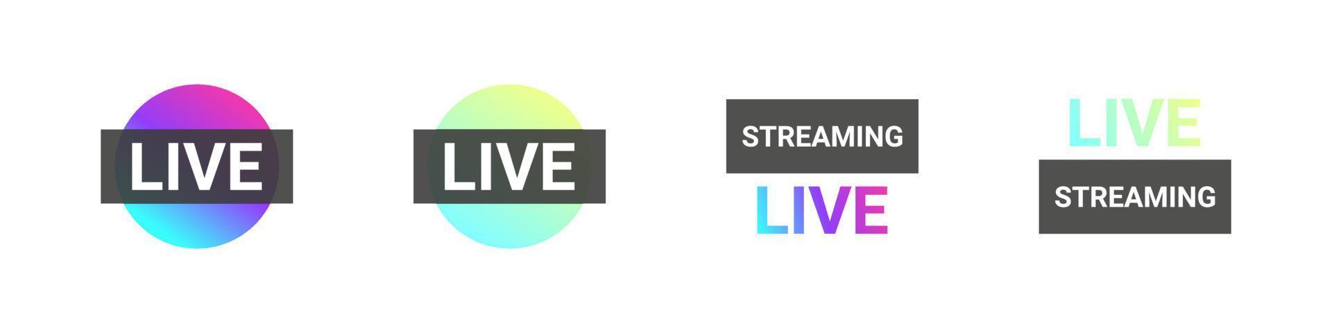 Live stories video streaming icons. Video broadcasting and live streaming icons concept. Vector illustration