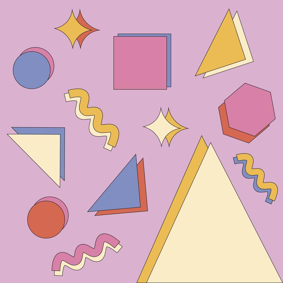 formas geométricas vectoriales con diseño vintage en color rerto vector