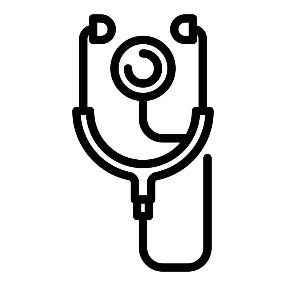 Heart rate stethoscope icon, outline style vector