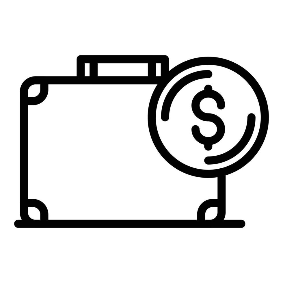 icono de donación de dinero de maletín, estilo de esquema vector