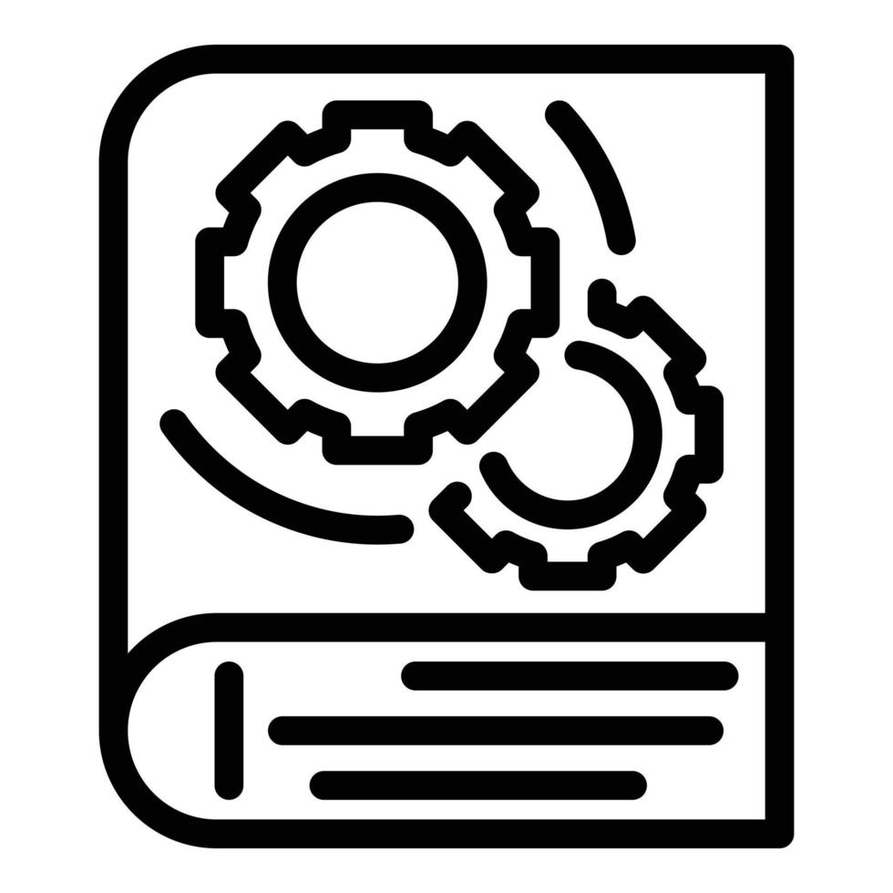 icono de libro técnico, estilo de esquema vector