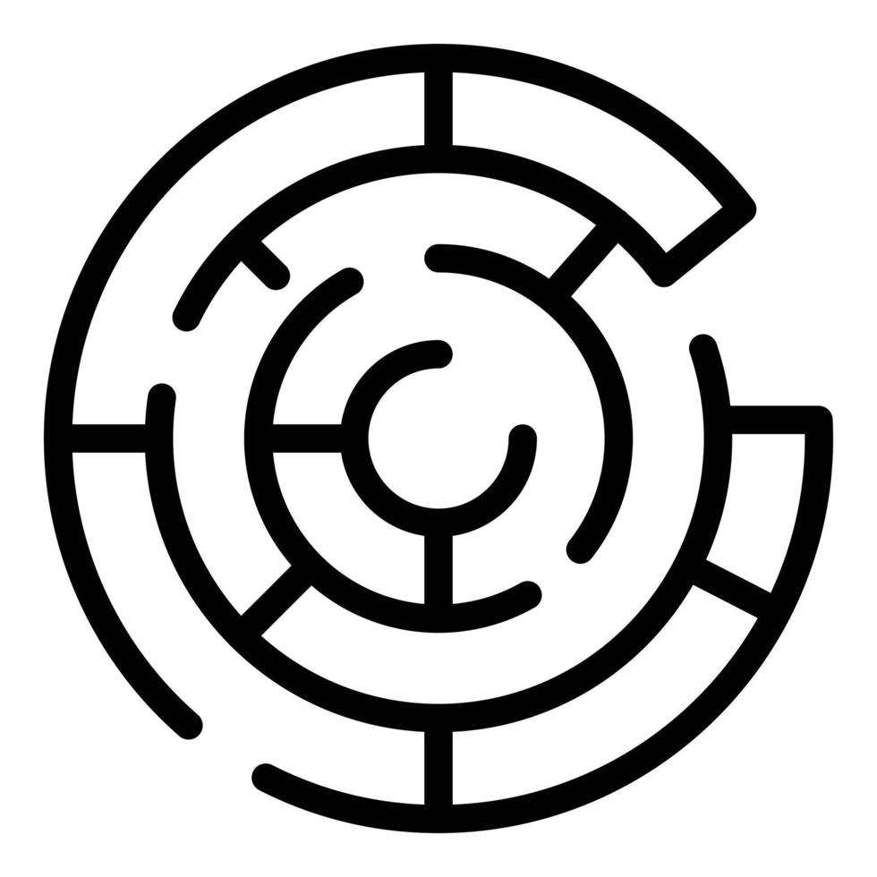 Round maze icon, outline style vector