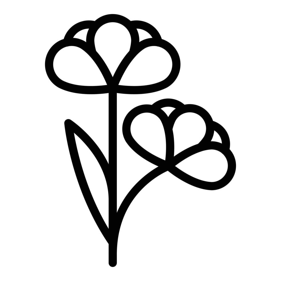 icono de flor de canola bio, estilo de esquema vector