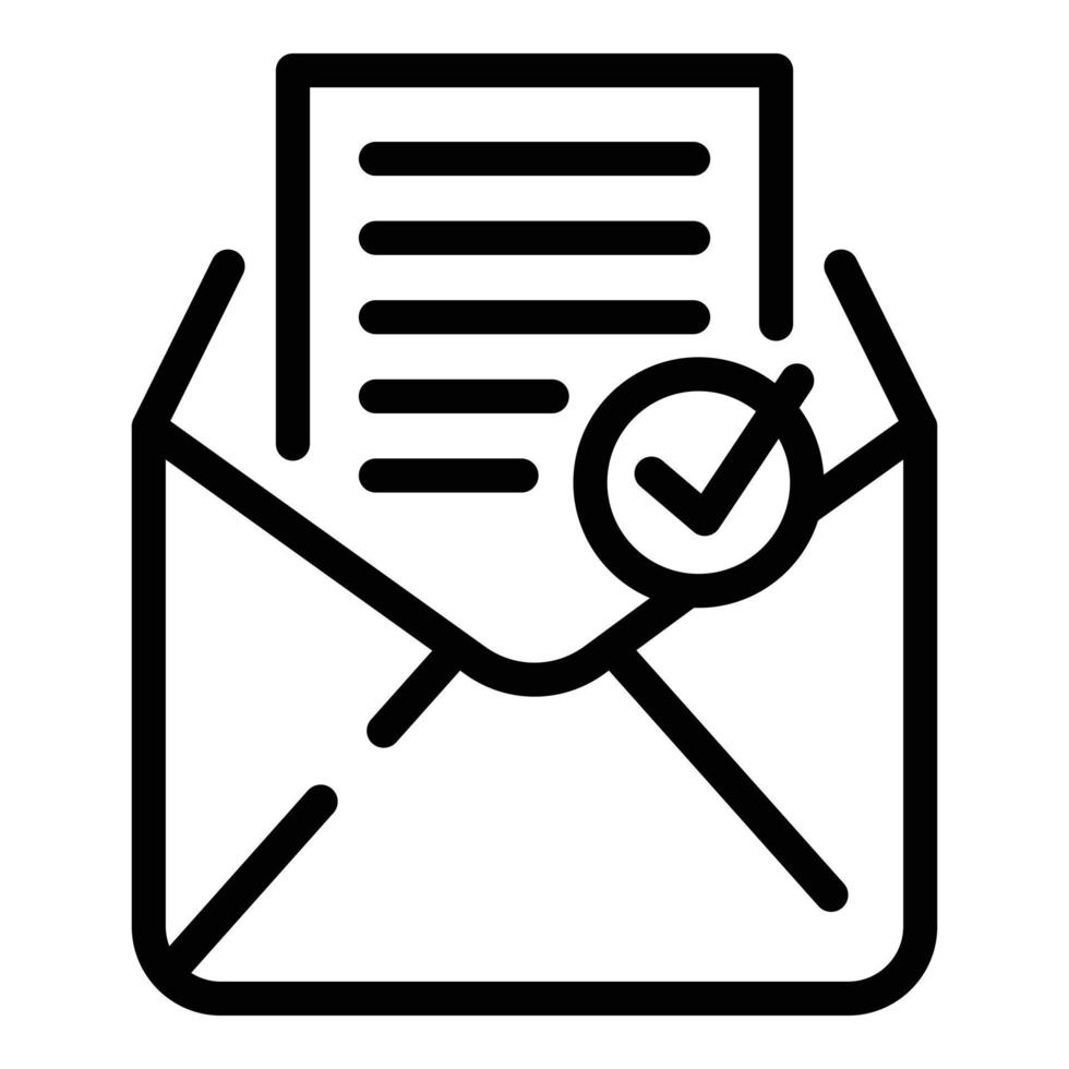 Approved email icon, outline style vector