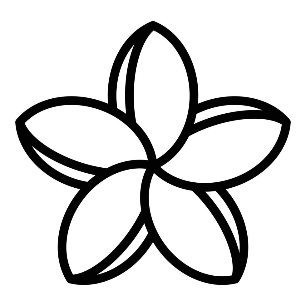Plumeria wedding icon, outline style vector