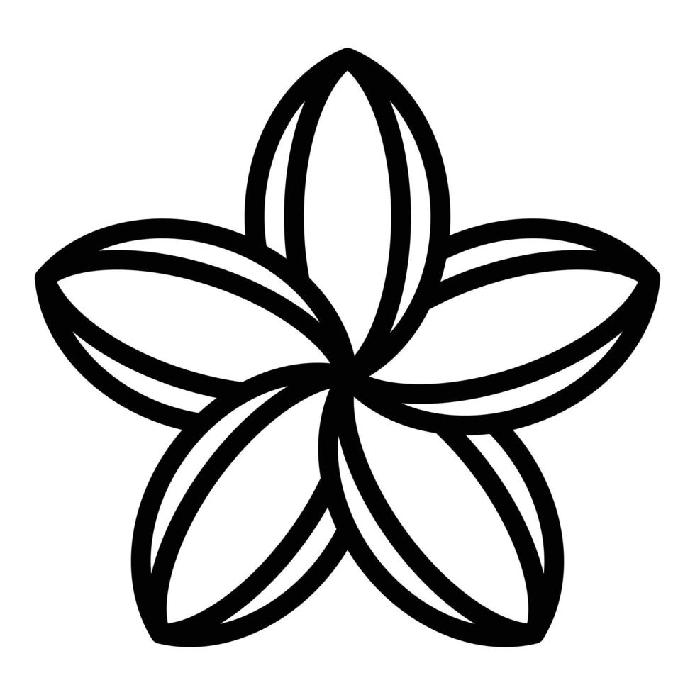 Plumeria blossom icon, outline style vector